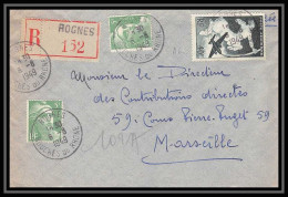 114673 Lettre Recommandé Cover Bouches Du Rhone Rognes 1949 Poste Aerienne Pour Marseille - 1960-.... Covers & Documents