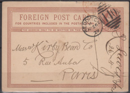 G.B.  Entier CPA  Pub  One Penny   De  REDDITCH Le  23 Avril 1879 Avec Cachet " PARIS DISTRIBUTION " - Material Postal