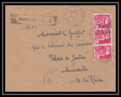 115806 Lettre Recommandé Provisoire Cover Bouches Du Rhone N°716 Gandon X3 Marseille A4 RUE Honnorat 1948 - Aushilfsstempel
