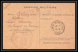 115815 Lettre Cover Bouches Du Rhone Service Militaire 1920 Marseille A4 RUE Honnorat - Military Postmarks From 1900 (out Of Wars Periods)