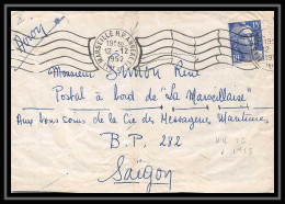115548 Lettre Cover Bouches Du Rhone N°886 Gandon Marseille RP Annexe 1 1er Krag Pour Saigon Viêt Nam 1952 - 1960-.... Storia Postale