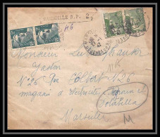 115098 Lettre Recommandé Provisoire Cover Bouches Du Rhone N°713 + 716a Gandon Marseille A4 1947 - Bolli Provvisori