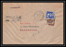 115099 Lettre Recommandé Provisoire Cover Bouches Du Rhone N°715 + 720 Gandon Marseille A4 Pour 1946 - Bolli Provvisori