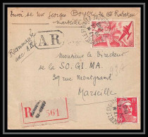 116894 Lettre Recommandé Cover Bouches Du Rhone Poste Aerienne PA N°17 Iris Marseille Saint Giniez 1949 - 1960-.... Briefe & Dokumente