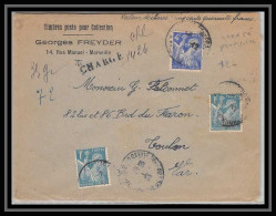 116453 Lettre Chargé Provisoire Cover Bouches Du Rhone Iris Marseille Prado A3 Toulon 1944 - Temporary Postmarks