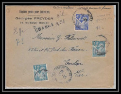 116453 Lettre Chargé Provisoire Cover Bouches Du Rhone Iris Marseille Prado A3 Toulon 1944 - Aushilfsstempel