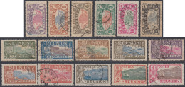 Réunion 1907-1947 - N° 56 à 71 (YT) N° 56 à 70 & 84 (AM) Oblitérés. - Used Stamps