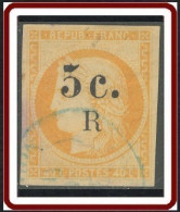 Réunion 1859-1891 - N° 06 (YT) N° 6 (AM) Oblitéré. Orange Pâle. - Usados
