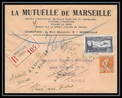 Lettre-112162 Bouches Du Rhone Poste Aerienne Pa 6 Recommandé Retour à L'envoyeur 2250 Marseille Bourse Martigues 1933 - 1960-.... Cartas & Documentos
