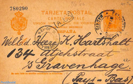 Spain 1902 Postcard 10c (P40IIa) To Holland, Used Postal Stationary - Briefe U. Dokumente