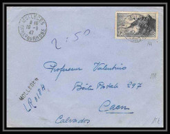 Lettre-112513 Bouches Du Rhone N°764 Pointe Du Raz Recommandé Provisoire Mollégès Pour Caen 19/9/1947 - Cachets Provisoires