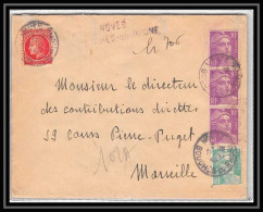 Lettre-112471 Bouches Du Rhone Affranchissement Compose Gandon 35f Recommandé Provisoire Noves Pour Marseille 1948 - Temporary Postmarks