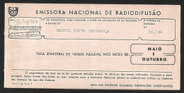 Television License, Lisbon 1959. Payment 1st Fee Due 1960. Radio. Film. Cine. Fernsehlizenz, Lissabon. Televisielicentie - Kino