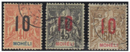 Mohéli - N° 20 à 22 (YT) N° 20 à 22 (AM) Oblitérés. - Used Stamps