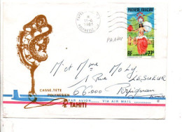 POLYNESIE SEUL SUR LETTRE POUR LA FRANCE 1981 - Covers & Documents