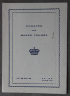 Evian-les-Bains (Haute-Savoie), Hôtel Royal, Menu Congrès Sages-Femmes, Casino, 30 Juin 1956 - Menus