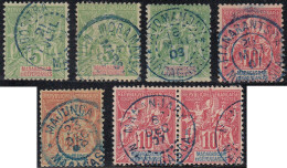 Madagascar 1889-1906 - Oblitérations Différentes Sur 6 Timbres. - Used Stamps