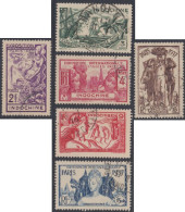 Indochine 1922-1949 - N° 193 à 198 (YT) N° 190 à 195 (AM) Oblitérés. - Used Stamps