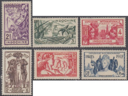 Indochine 1922-1949 - N° 193 à 198 (YT) N° 190 à 195 (AM) Neufs *. - Unused Stamps