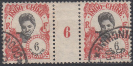 Indochine 1922-1949 - N° 105 (YT) N° 106 (AM) Oblitéré. Paire Millésime 6. - Gebraucht