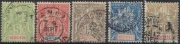 Indochine 1889-1908 - N° 17 à 21 (YT) N° 17 à 21 (AM) Oblitérés. - Used Stamps