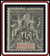 Inde Française - N° 18 (YT) N° 24 (AM) Neuf *. - Unused Stamps