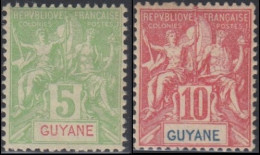 Guyane Française 1886-1915 - N° 43 & 44 (YT) N° 43 & 44 (AM) Neufs *. - Ongebruikt