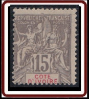 Guinée Française 1892-1907 - N° 15 (YT) N° 15 (AM) Neuf *. Petit Aminci. - Unused Stamps