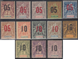 Gabon 1910-1922 - N° 66 à 78 (YT) N° 65 à 77 (AM) Neufs *. - Nuevos