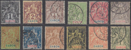 Gabon 1886-1907 - Entre N° 16 & 30 (YT) N° 16 & 31 (AM) 12 Timbres Oblitérés. - Usati