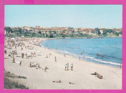 310964 / Bulgaria - Sozopol - The City Beach, The Old Town In The Distance People 1981 PC Septemvri Bulgarie - Bulgarien