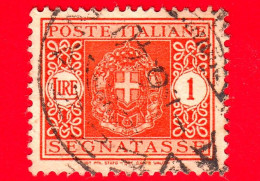 ITALIA - Usato - 1945 - Segnatasse - Stemma Senza Fasci, Filigrana Ruota - 1 L. - Postage Due