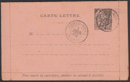 Colonies Générales - Carte-lettre N° 3 Oblitérée De Porto-Novo Non Circulée  Piquage A. - Alphée Dubois