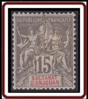 Anjouan - N° 15 (YT) N° 15 (AM) Neuf *. Charnière. - Unused Stamps