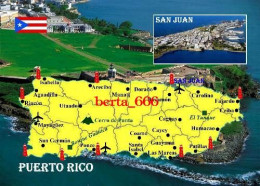 Puerto Rico Territory Map New Postcard * Carte Geographique * Landkarte - Puerto Rico