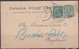 CANADA   ENTIER Pub   One Cent Sur CPA  + Complément One Cent   De VANCOUVER  Le 31 Aout 1905   Pour LONDON G.B. - 1903-1954 Könige