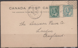 CANADA   ENTIER Pub   One Cent Sur CPA  + Complément One Cent   De VANCOUVER  Le 25 Sept 1905   Pour LONDON G.B. - 1903-1954 Reyes