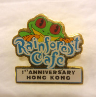 Vintage Rainforest Cafe " 1st ANNIVERSARY HONG KONG " Pin Frog Badge - Pin-Ups