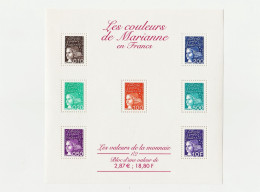 France Année 1997 2 Blocs Les Couleurs De Marianne En Francs Les Valeurs De La Monnaie Et Les Valeurs De La Lettre - Souvenir Blokken