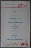 Menu Dîner 12 Juin 1956 (Evian-les-Bains, Haute-Savoie) - Menus