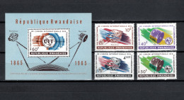 Rwanda 1965 Space, ITU Centenary Set Of 4 + S/s MNH - Africa