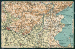 Brescia Cartina Geografica Mappa 65 Lago Garda Desenzano Salò Cartolina RT2477 - Brescia