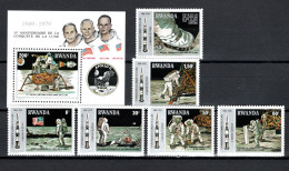 Rwanda 1980 Space, 10th Anniversary Of Apollo 11 Moonlanding Set Of 6 + S/s MNH - Africa