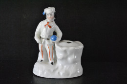 Statuette En Porcelaine XIXè Vieil Andenne Vieux Bruxelles Paris Porte Encens Plume Titi Parisien Gavroche à Casquette - Sonstige & Ohne Zuordnung