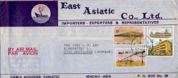 1980 MACAO , SOBRE CIRCULADO A SKOVLUNDE , YV. 430 , 431 , 445 , HOSPITAL CENTRAL , PUENTE MACAO - TAIPA  , SOBRECARGADO - Brieven En Documenten