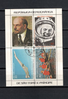 Sao Tome E Principe (St. Thomas & Prince) 1977 Space, October Revolution 60th Anniv. S/s CTO - Africa