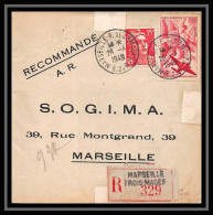 107877 Lettre Recommandé Cover Bouches Du Rhone Pa Poste Aerienne N°17 Iris Marseille Rue Des Trois Mages 1949 - 1960-.... Cartas & Documentos