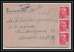 107508 Lettre Recommandé Provisoire Cover Bouches Du Rhone N°716 Gandon X3 Marseille Saint Loup 1946 - Tijdelijke Stempels