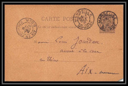 108990 Carte Postale Entier Postal Stationery Bouches Du Rhone 10 Sage 1891 Marseille Bourse Daguin - Standard Postcards & Stamped On Demand (before 1995)