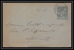 108963 Lsc Enveloppe Cover Entier Postal (Stamped Stationery) Bouches Du Rhone 5c Sage 1885 Marseille Bourse - Standard- Und TSC-Briefe (vor 1995)